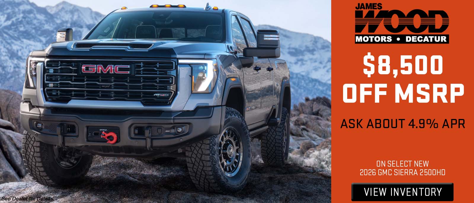 $8,500 Off MSRP, Ask About 4.9% APR on select new 2026 GMC S