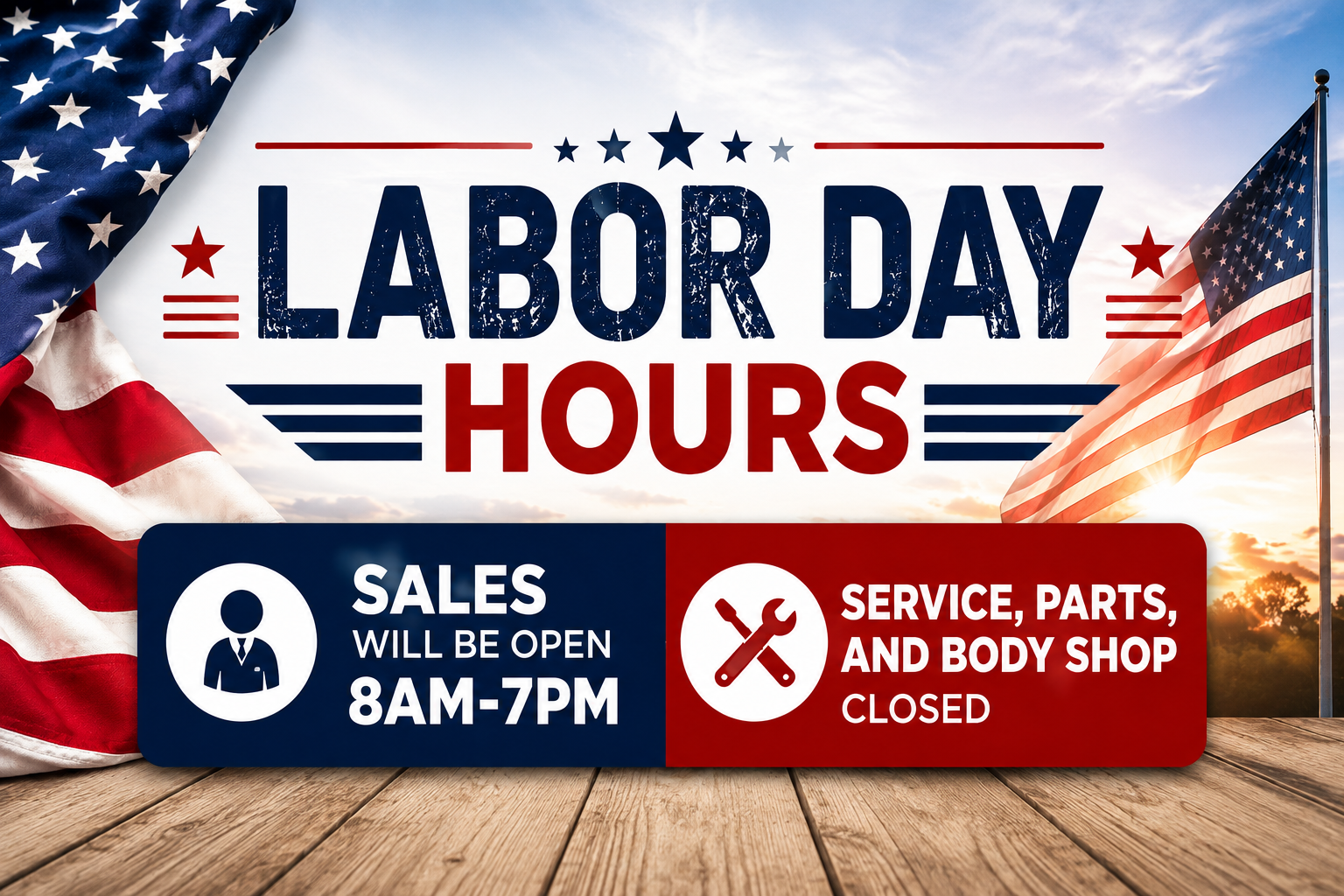 Sales is open this labor day, service is closed